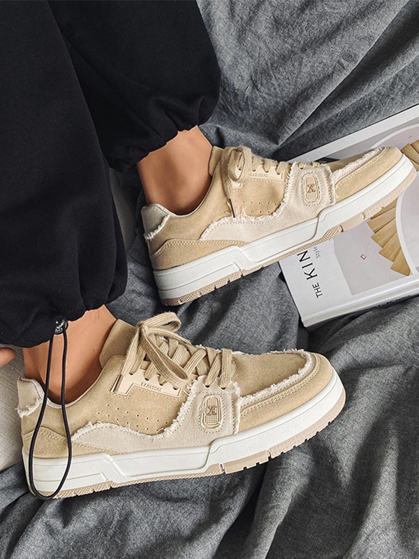 Men's Contrast Panel Raw Edge Sneakers-2