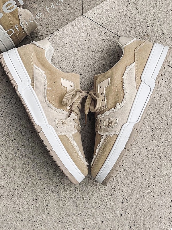 Men's Contrast Panel Raw Edge Sneakers-4