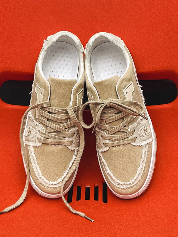 Men's Contrast Panel Raw Edge Sneakers-1