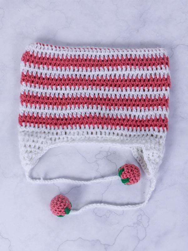 Hand Made Cat Ear Stripes Knitted Hat-2