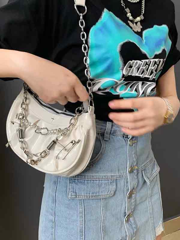 Y2K Metal Pendant Shoulder Bag-5