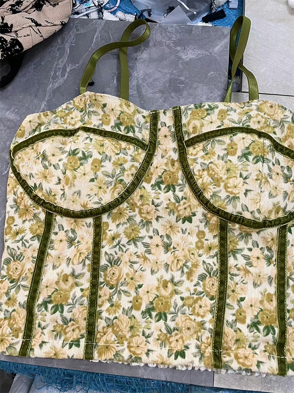 Short Disty Floral Print Corset Top-4