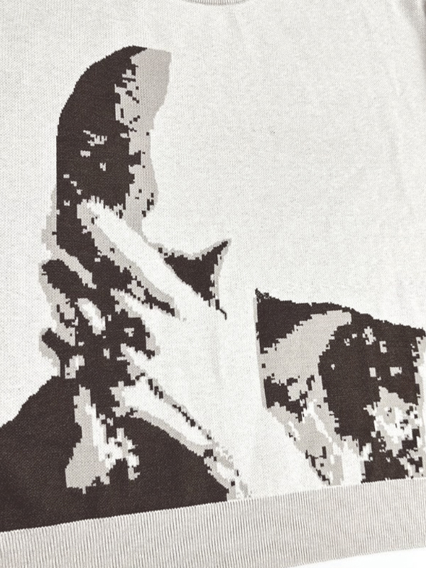 Men's Abstract Print Crew Neck Loose Sweater-2