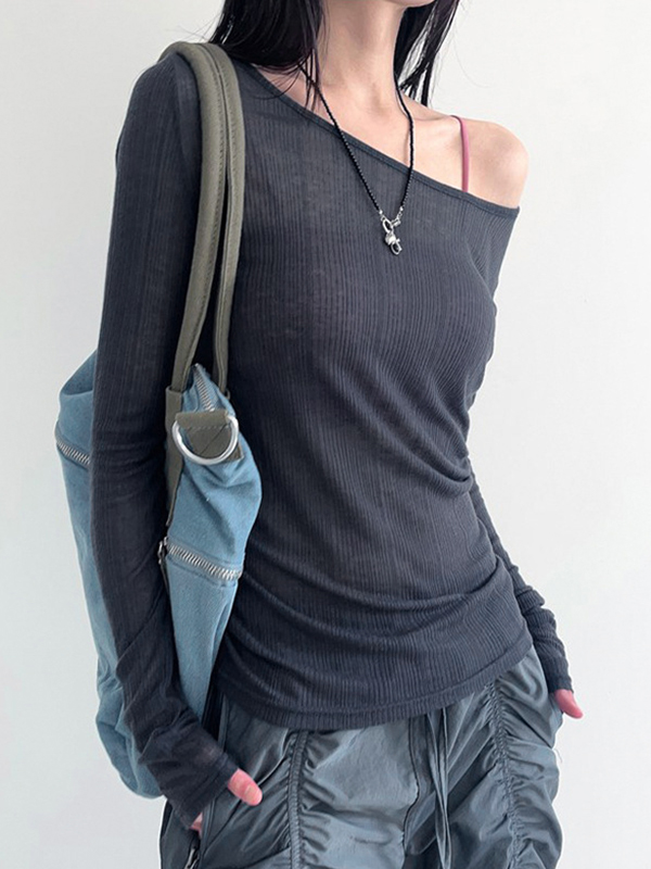 Solid Color Backless Long Sleeve Knit-2