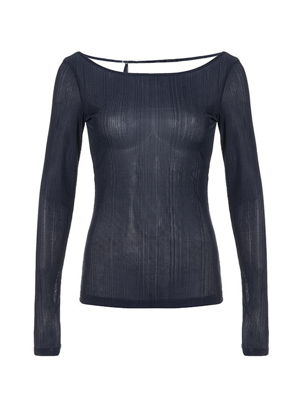 Solid Color Backless Long Sleeve Knit-4