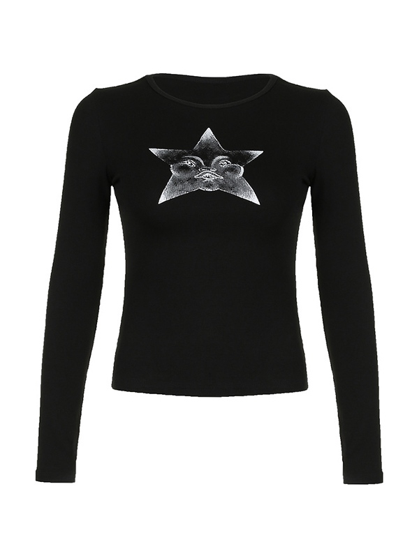 Adorable Star Print Slim Long Sleeve Knit-2