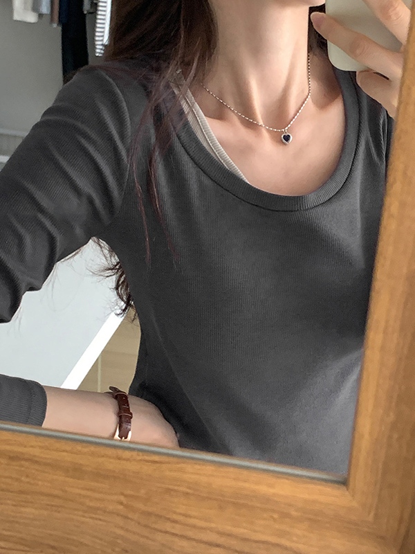 Contrast Color Fake Two Piece Long Sleeve Knit-3