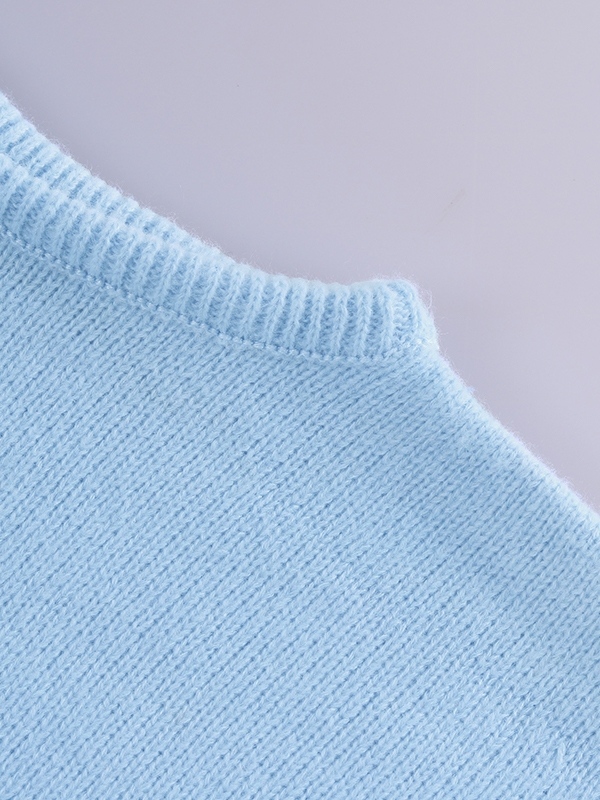 Solid High Neck Loose Sweater Vest-3