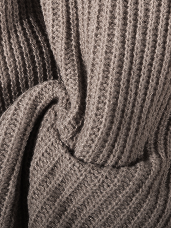 Solid Crew Neck Knit Sweater-4