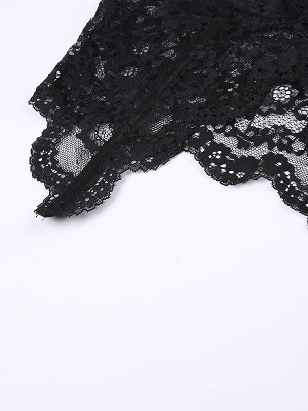 Lace V Neck Slit Corset Top-3