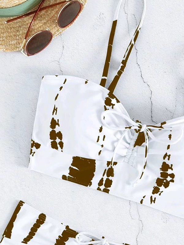 Irregular Print Tie Up Cami Top&Shorts Binikis-3