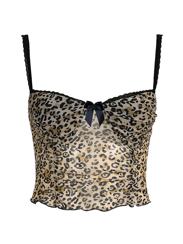 Leopard Print Bow Lace Splice Cami Top-3